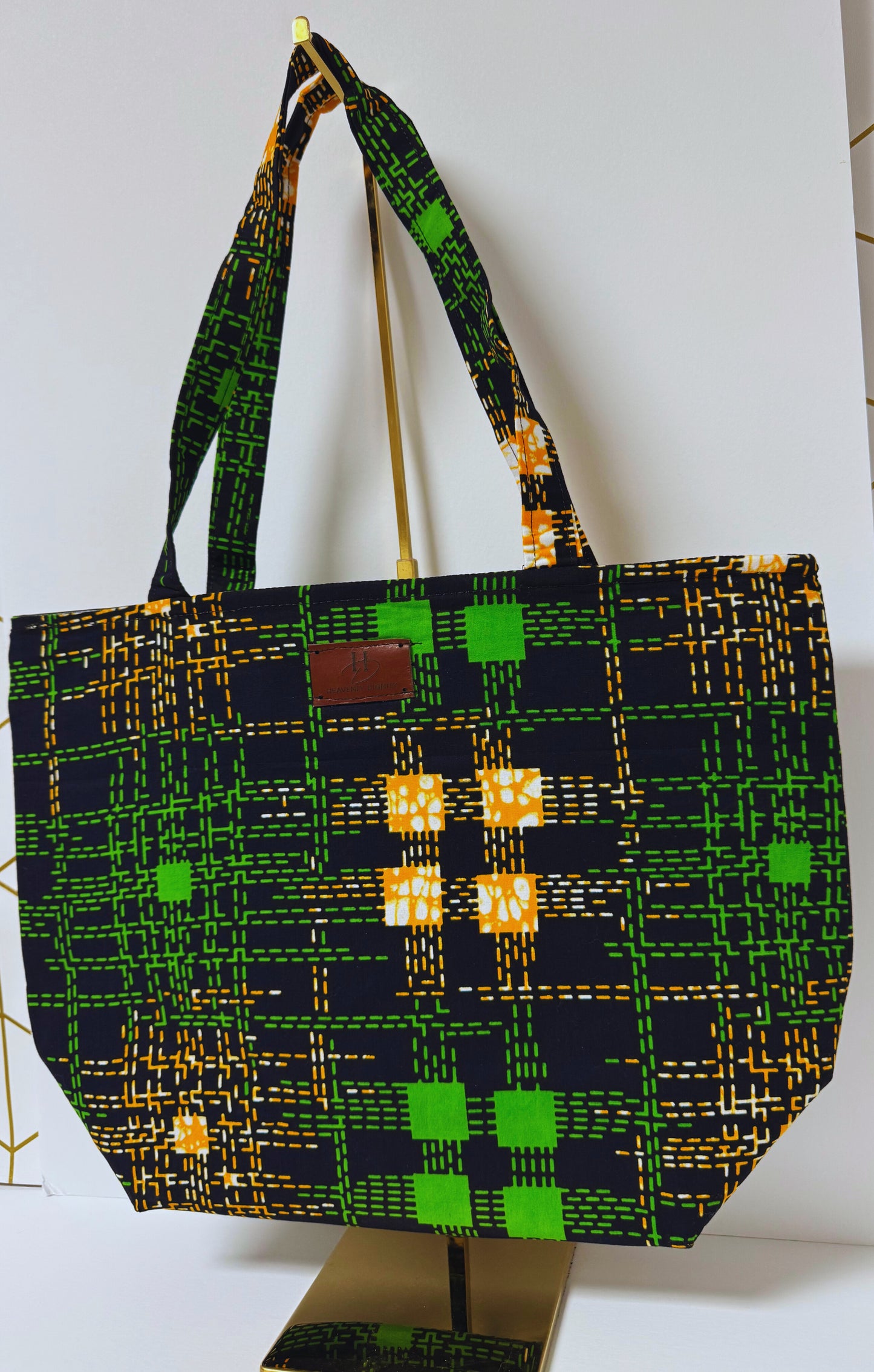 Afro Tote Handbags (Multicolor Green)