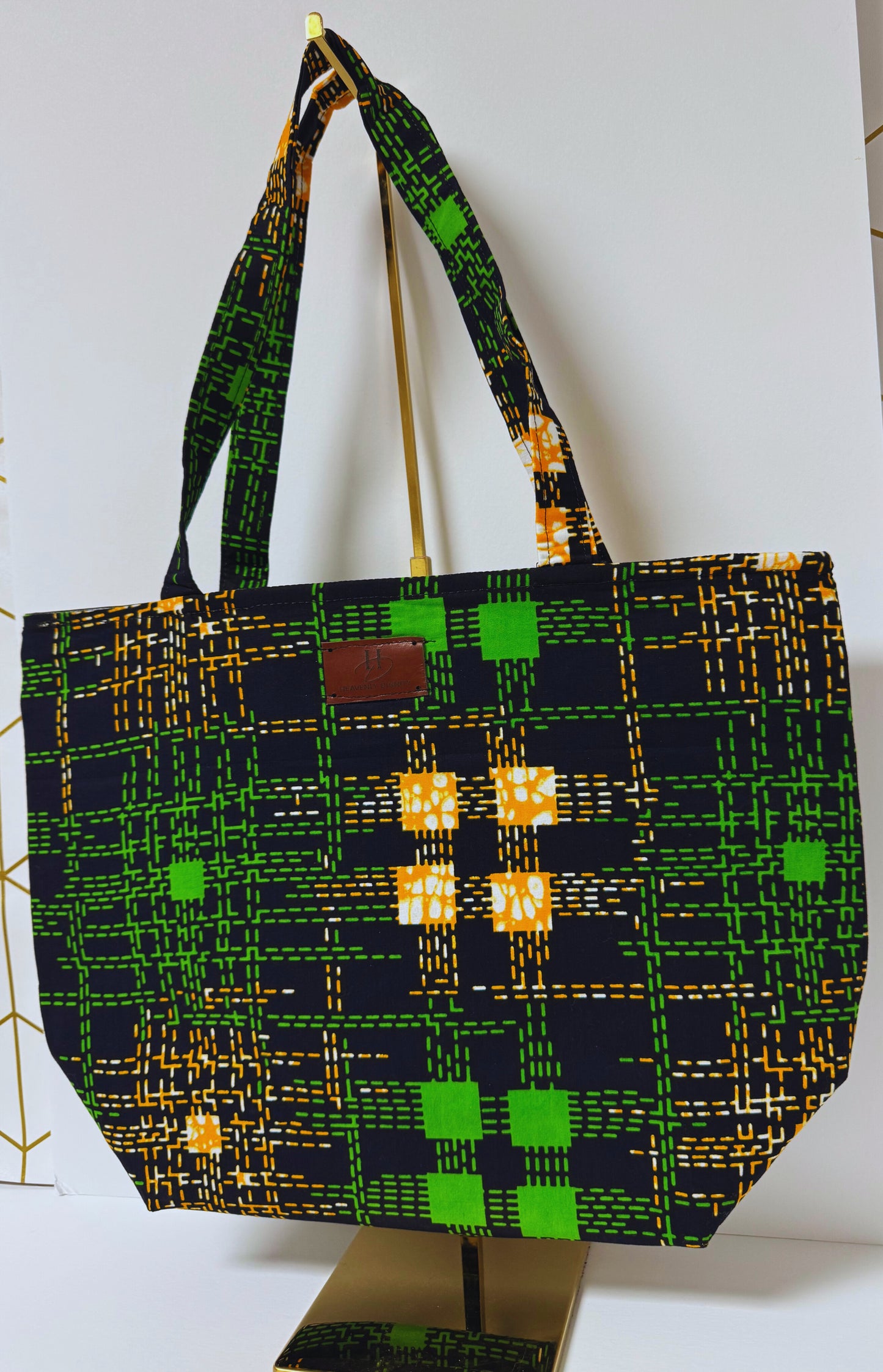 Afro Tote Handbags (Multicolor Green)