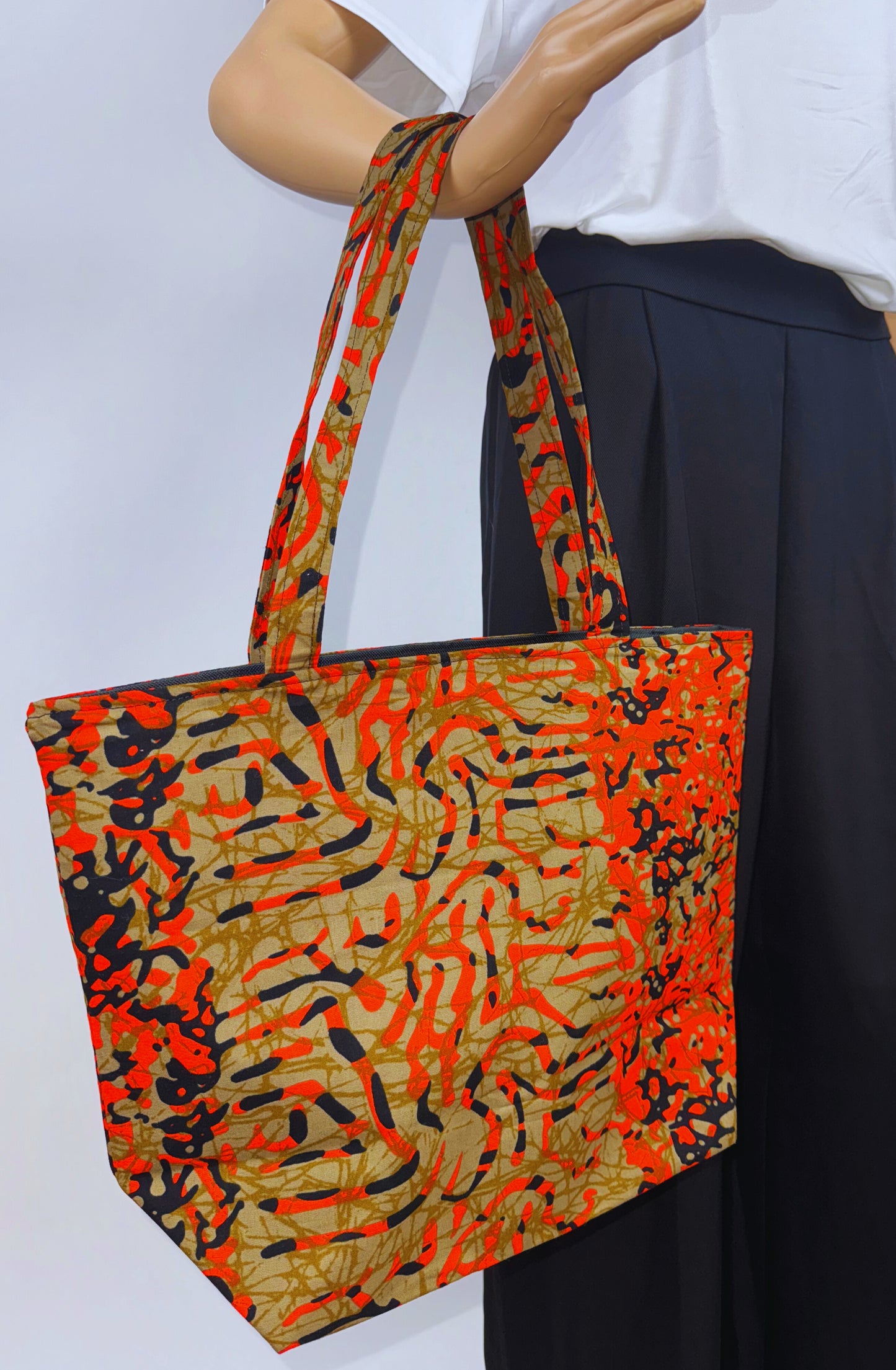 Afro Tote Handbags (Multicolor Orange)