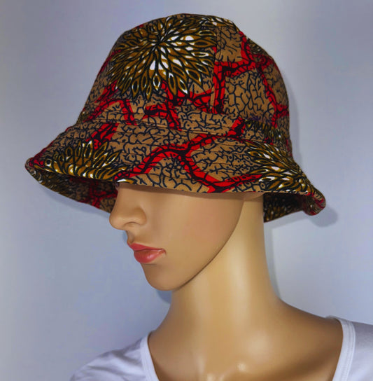 Afro Bucket Hat ( Multicolor Burgundy)