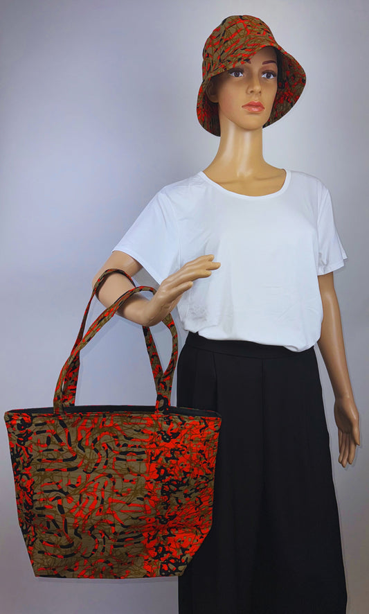 Afro Tote Handbags (Multicolor Orange)