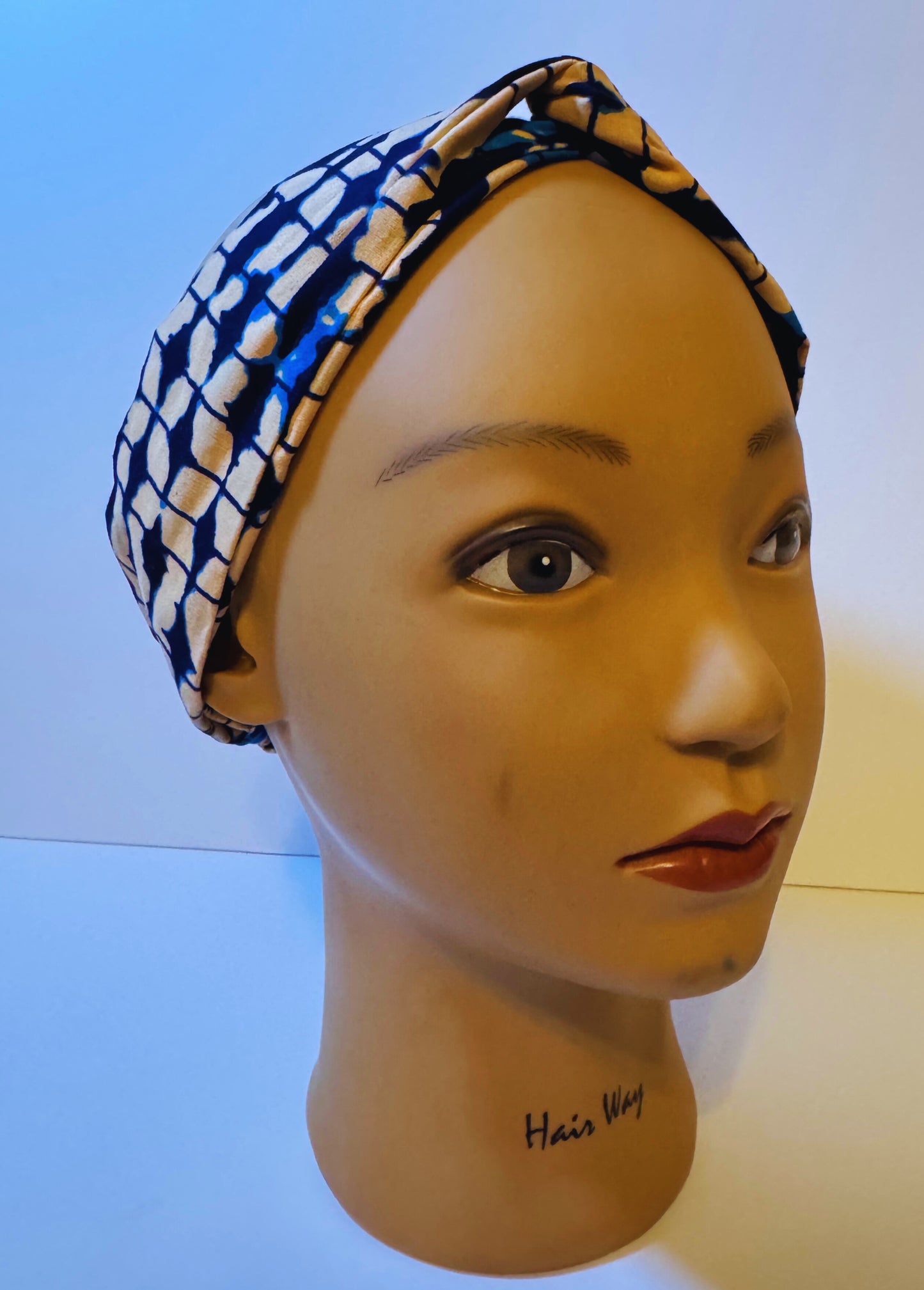 Afro headband blue batiki