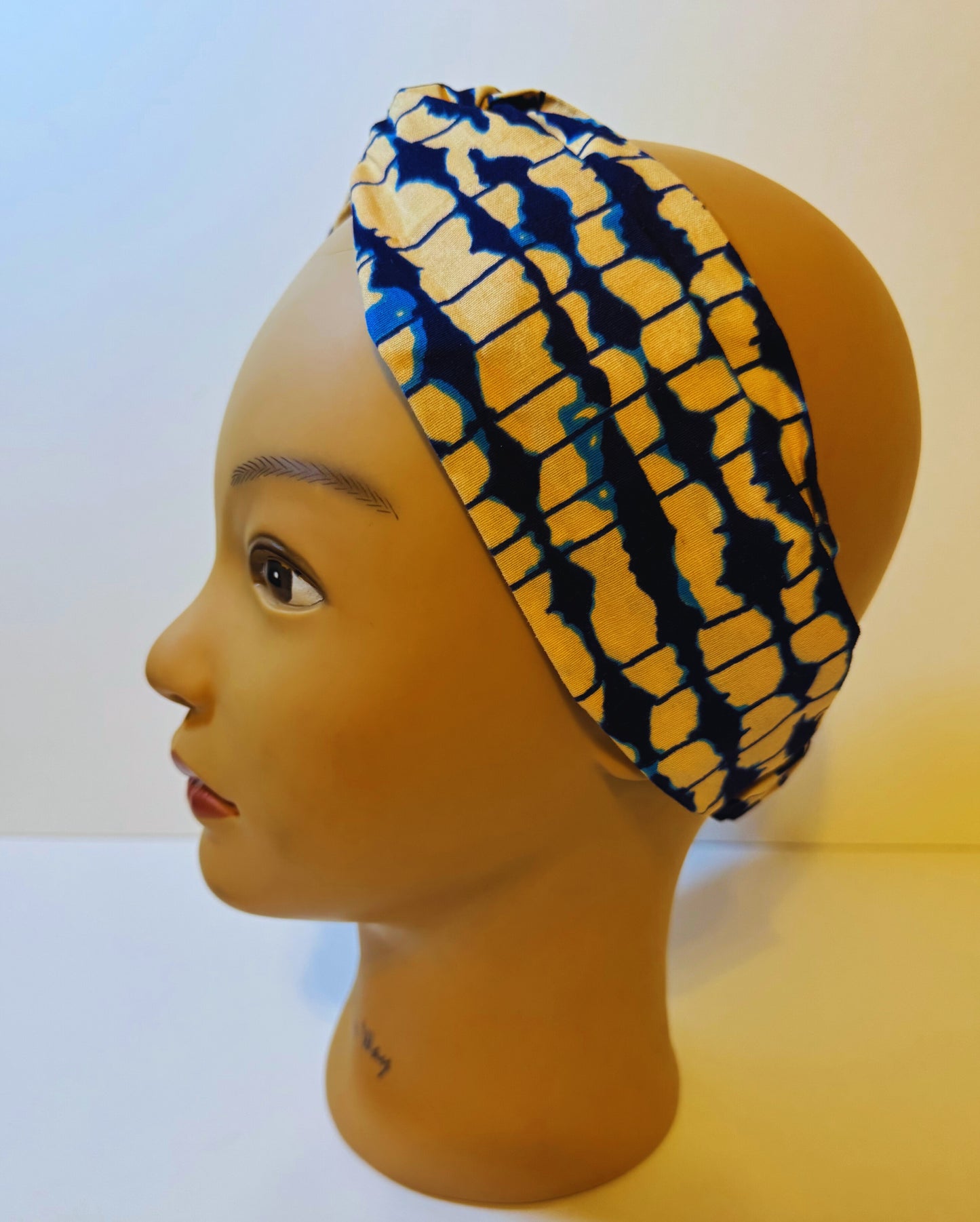 Afro headband blue batiki