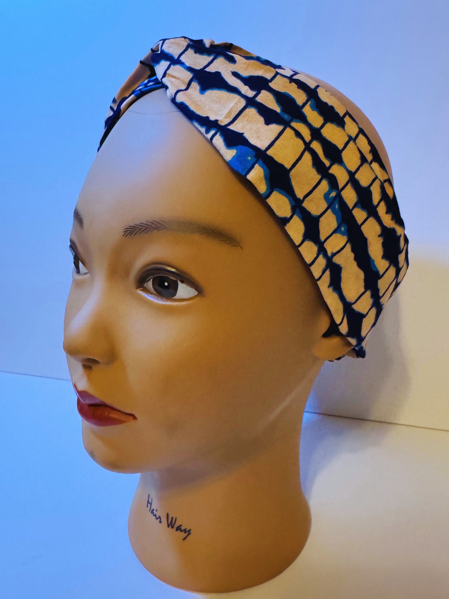 Afro headband blue batiki