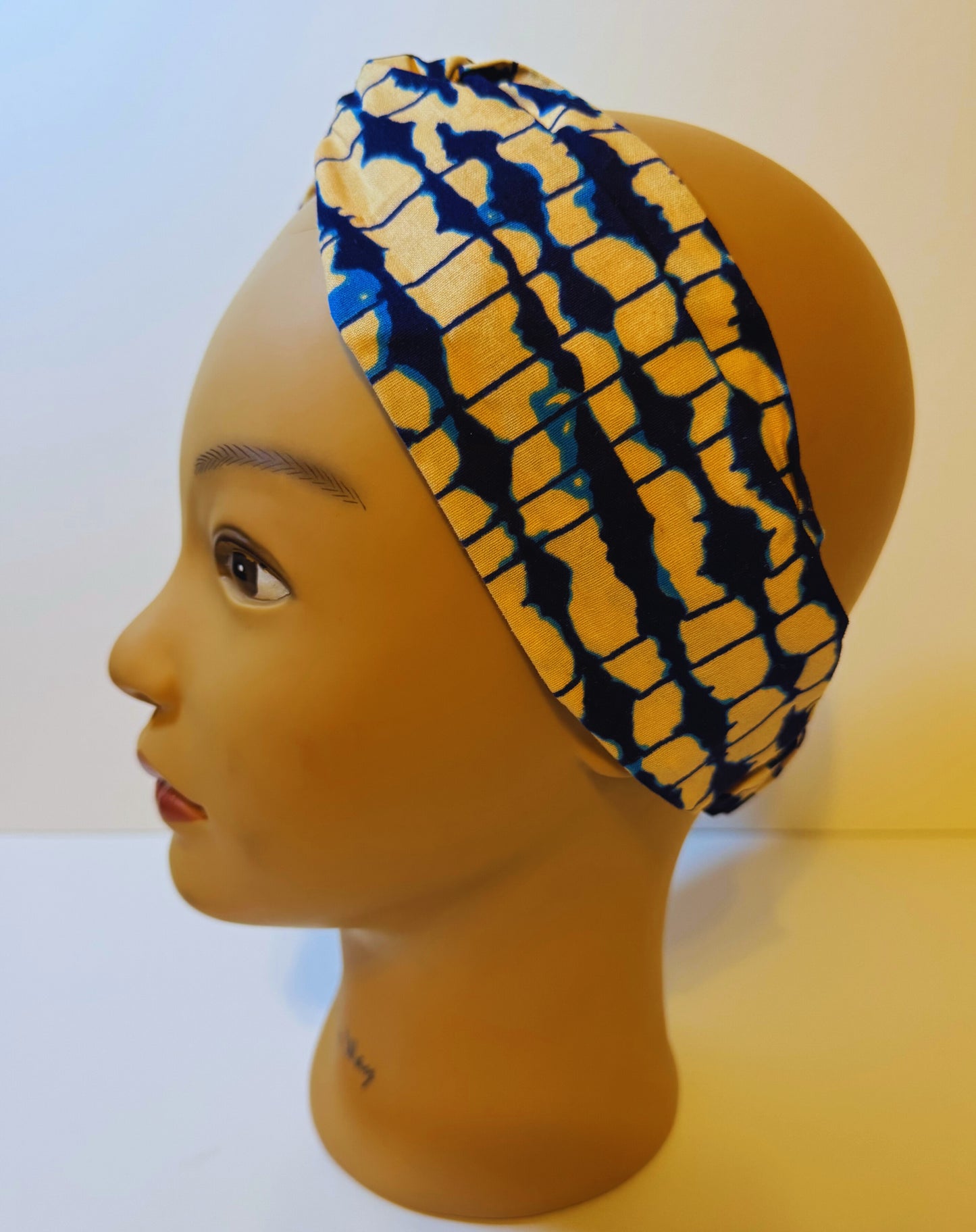 Afro headband blue batiki