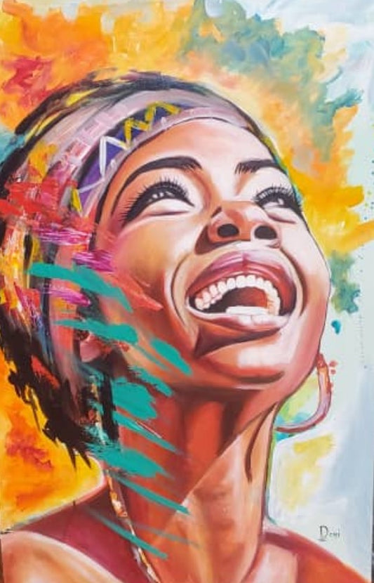 Happy young beautiful African lady